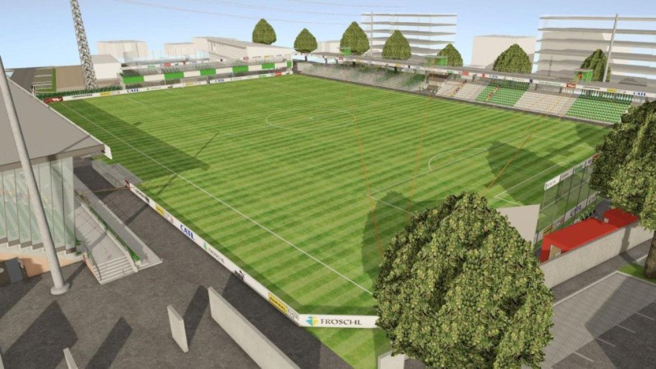 Blick auf die neue Nordtribüne mit Stehplätzen