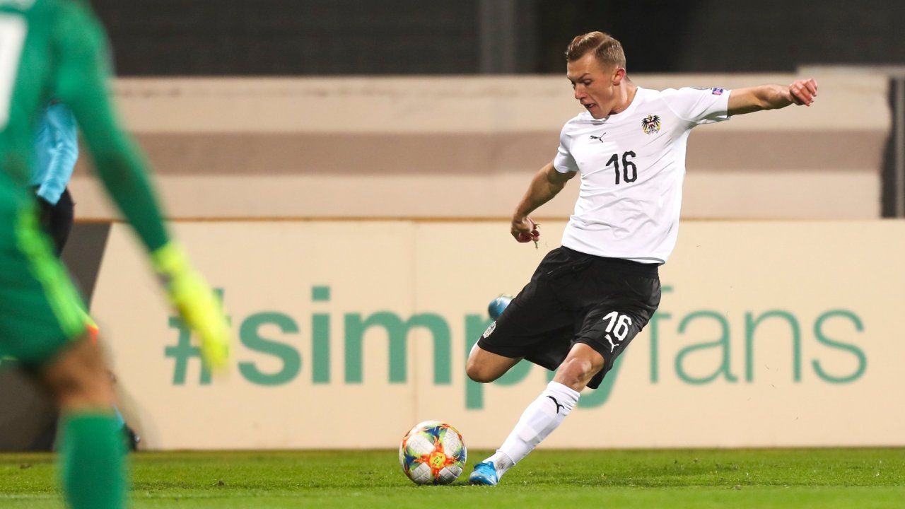 In der EM-Quali gegen Lettland kam Goiginger 2019 zu seinem einzigen Einsatz im ÖFB-Team